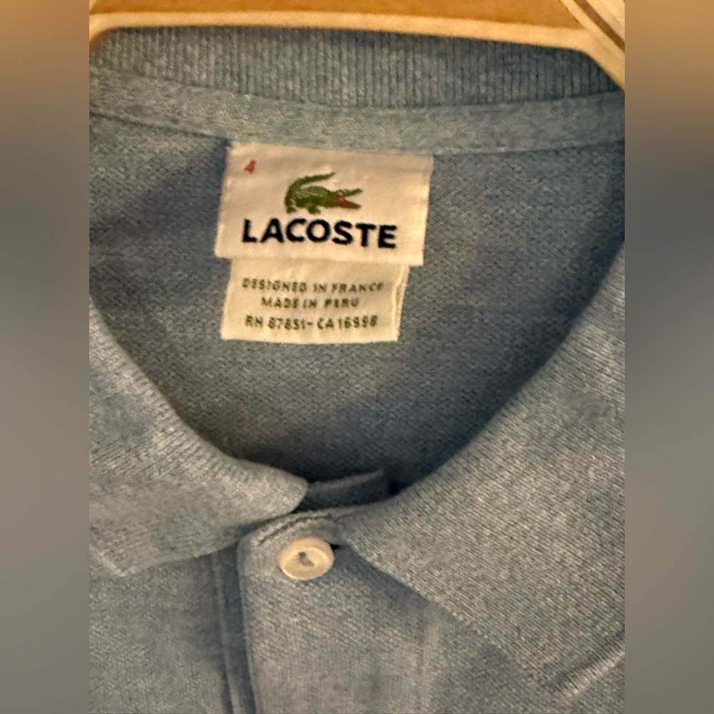 Vintage Lightly Worn Light Blue Men’s Classic Fit Lacoste Polo Size 4 - Picture 8 of 11